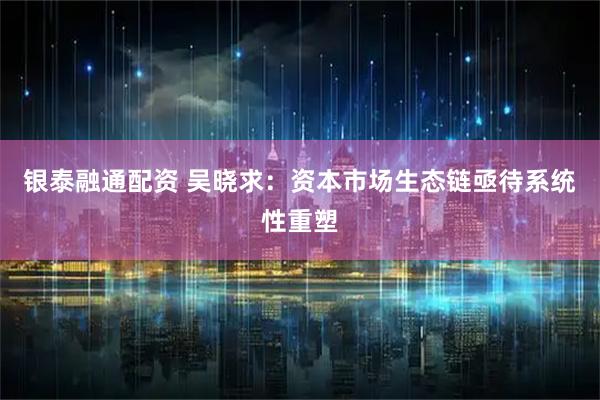 银泰融通配资 吴晓求：资本市场生态链亟待系统性重塑