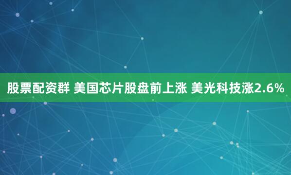 股票配资群 美国芯片股盘前上涨 美光科技涨2.6%